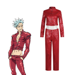 Seven Deadly Sins Ban Cosplay Costume Greed Sin Red Leather Outfit Anime Role Play