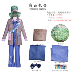 Mad Hatter Cosplay Costume Alice in Wonderland Movie Role Play Outfit - Halloweez