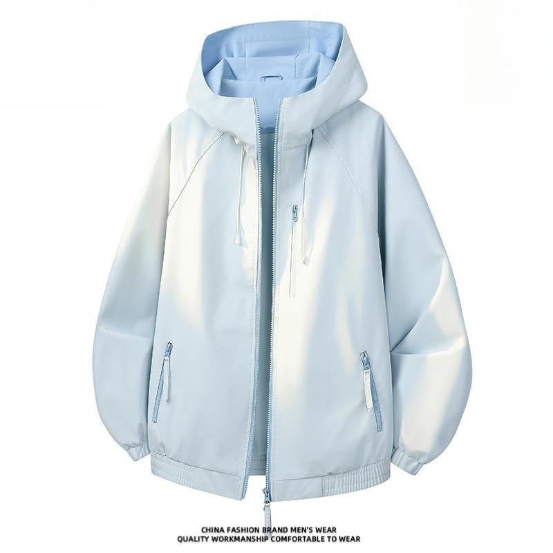 Men Women Windproof Waterproof Hooded Jacket,Loose Spring Autumn Outerwear Custom