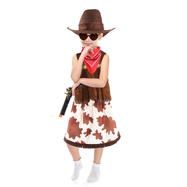 Cross-border Halloween Cosplay Costume Western Cowboy Vest and Skirt for Kids - Halloweez