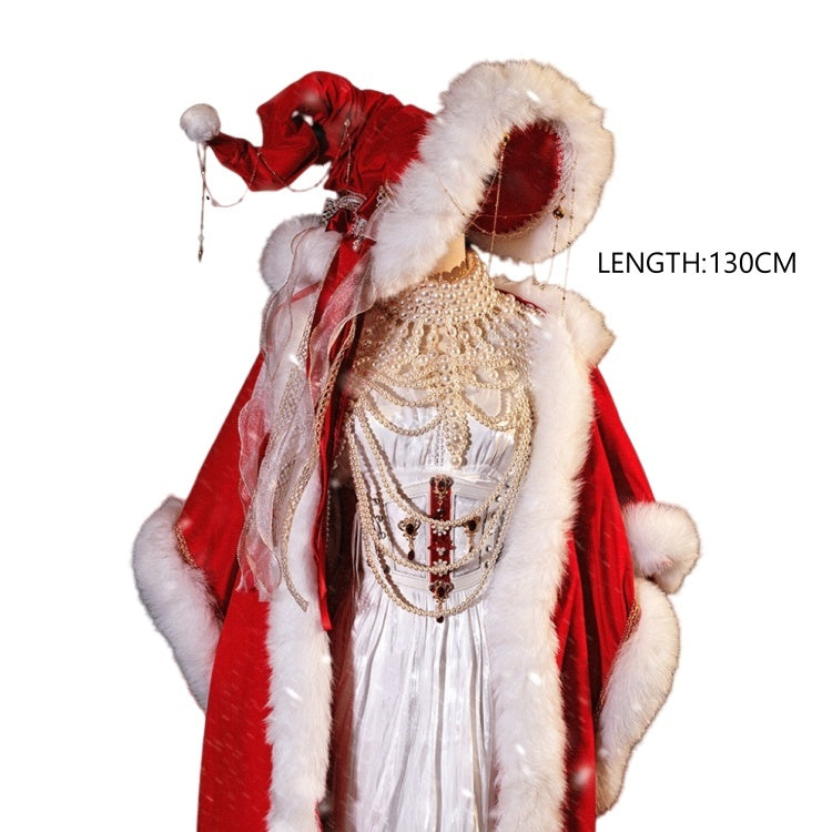 Catherine the Great Coronation Red Velvet Cape - Medieval Russian Empire Cosplay Costume - Halloweez
