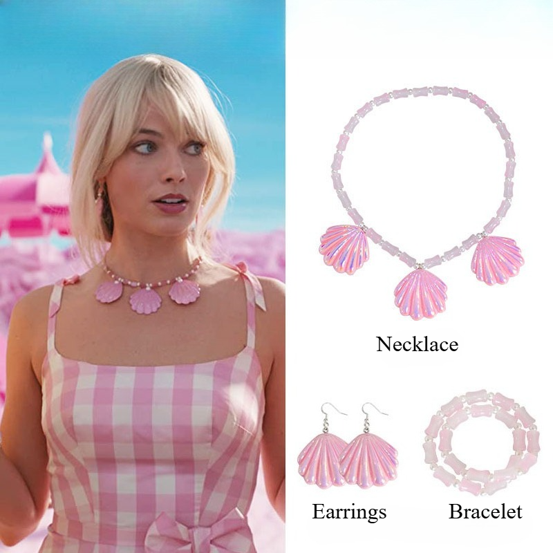 Barbie Movie Pink Shell Jewelry Set Cosplay Accessories For Halloween Party