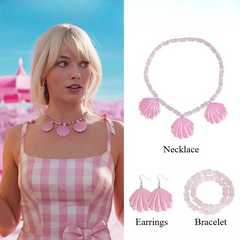 Barbie Movie Pink Shell Jewelry Set Cosplay Accessories For Halloween Party