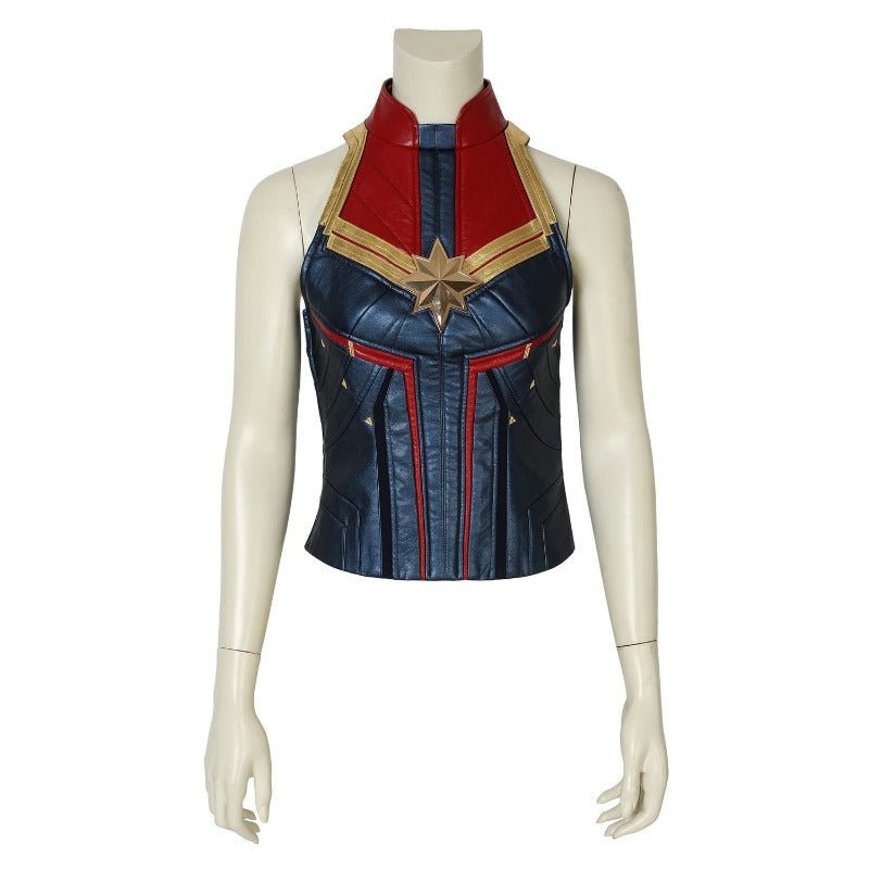 Captain Marvel Metallic Blue PU Leather Cosplay Costume – Perfect for Marvel Fans - Coscosmos