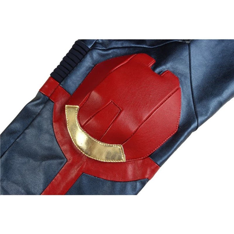 Captain Marvel Metallic Blue PU Leather Cosplay Costume – Perfect for Marvel Fans - Coscosmos