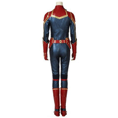 Captain Marvel Metallic Blue PU Leather Cosplay Costume – Perfect for Marvel Fans - Coscosmos