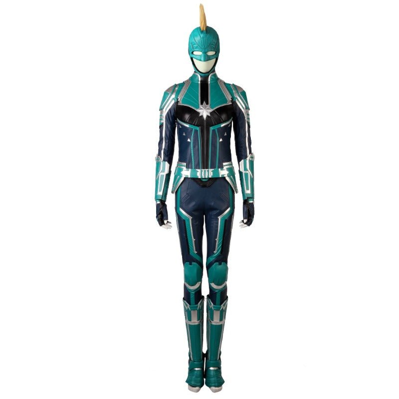 Captain Marvel Starforce Turquoise PU Leather Cosplay Costume | Coscomos - Coscosmos