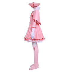 Cardcaptor Sakura Cosplay Costume - Pink Long Sleeve Dress with Hat, Shawl, Ribbon & Bow - Coscosmos