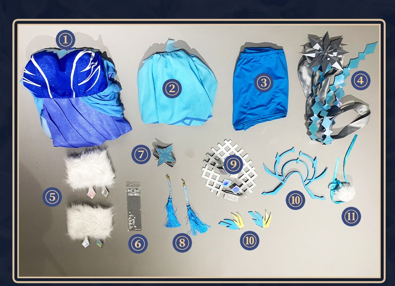 Honor of Kings Luna Frost Moon Chant Cosplay Costume Ice Flower Full Set - Halloweez