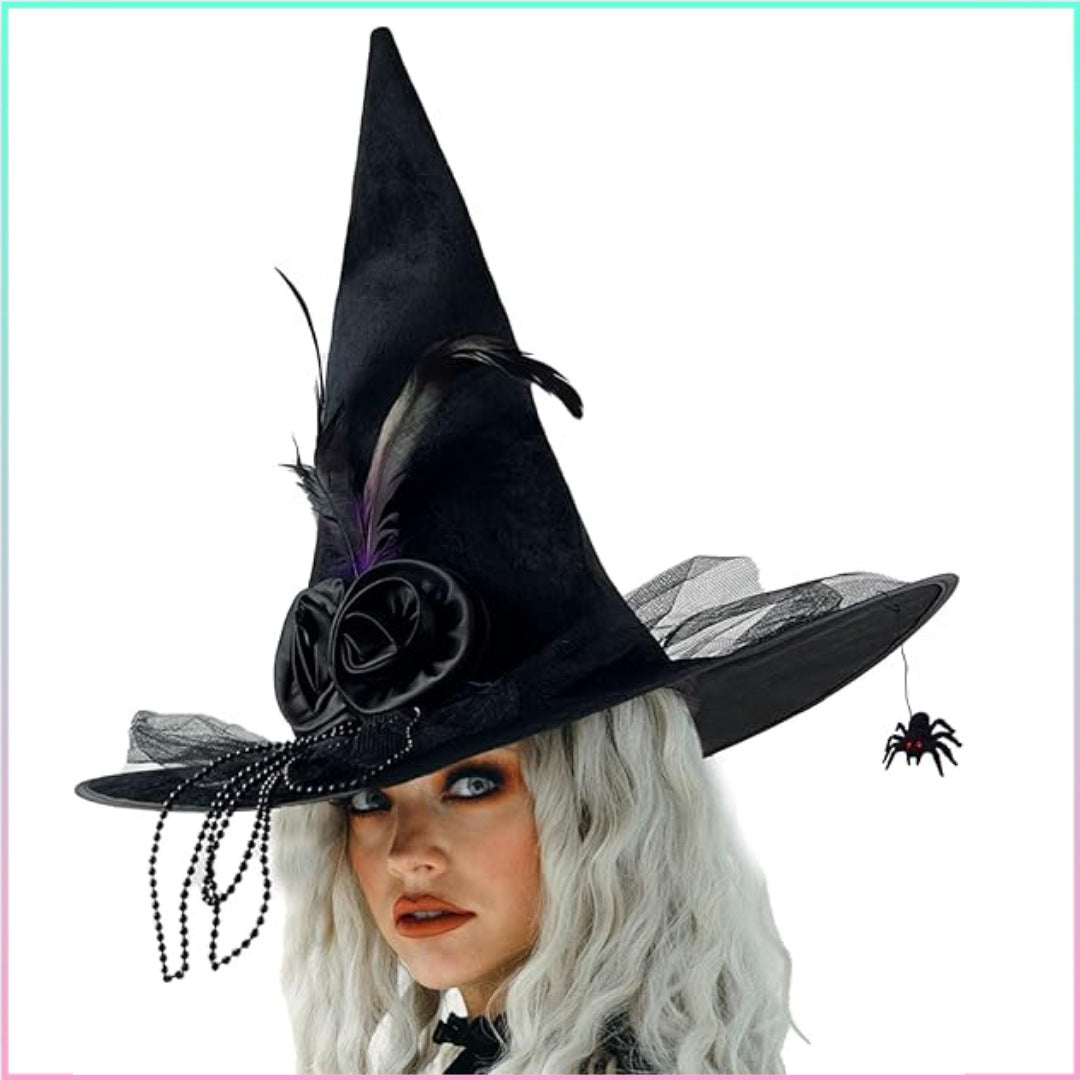 Halloween Witch Hat Flannel Witch Hat Twisted Witch Hat Pleated Witch Hat Halloween Party Prop - Halloweez
