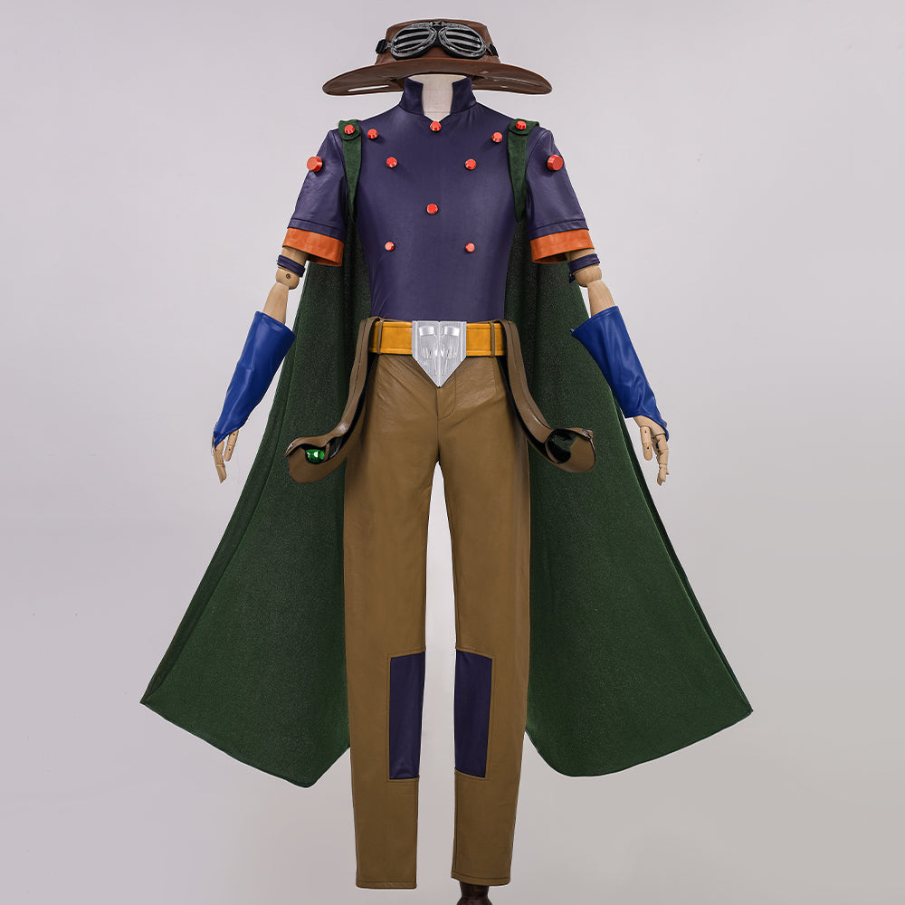 Complete JoJo's Bizarre Adventure Steel Ball Run Gyro Zeppeli Official Cosplay Costume Set - Halloweez