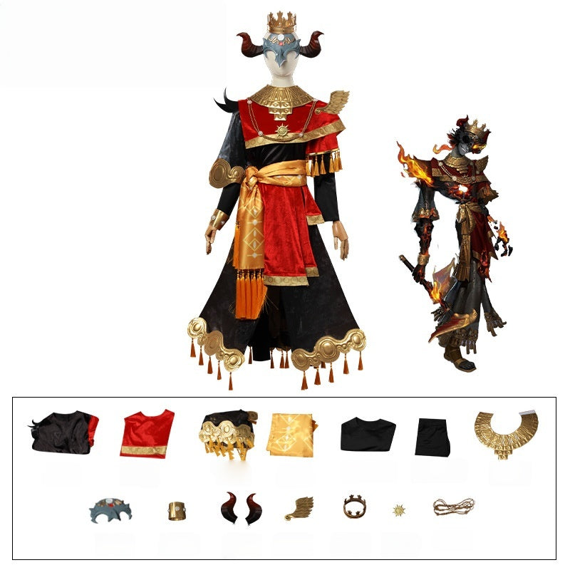 Fifth Personality Cosplay Costume Fool's Gold Sinful Molten Fire Mask Headwear Horns Halloween - Halloweez