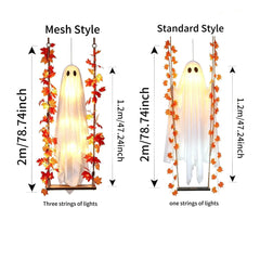 Remote‑Control Maple Leaf Ghost Swing Ornament Halloween Hanging Decor Model XY007