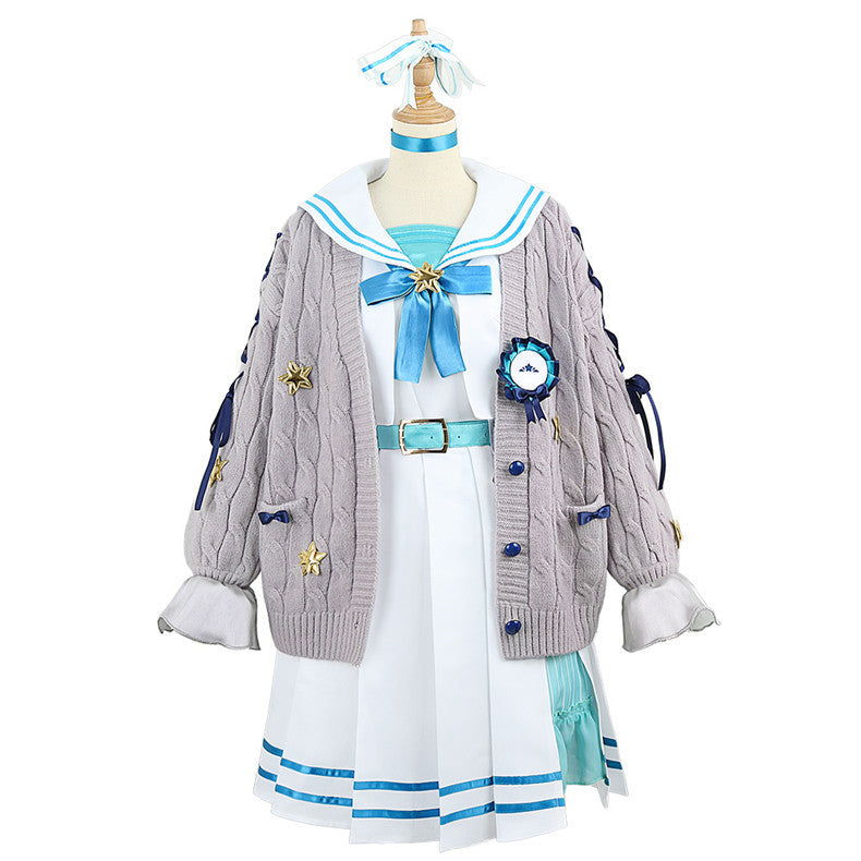 Rainbow VTuber Hoshimachi Suisei Anniversary Anime Costume Set Sweater Coat Version - Halloweez