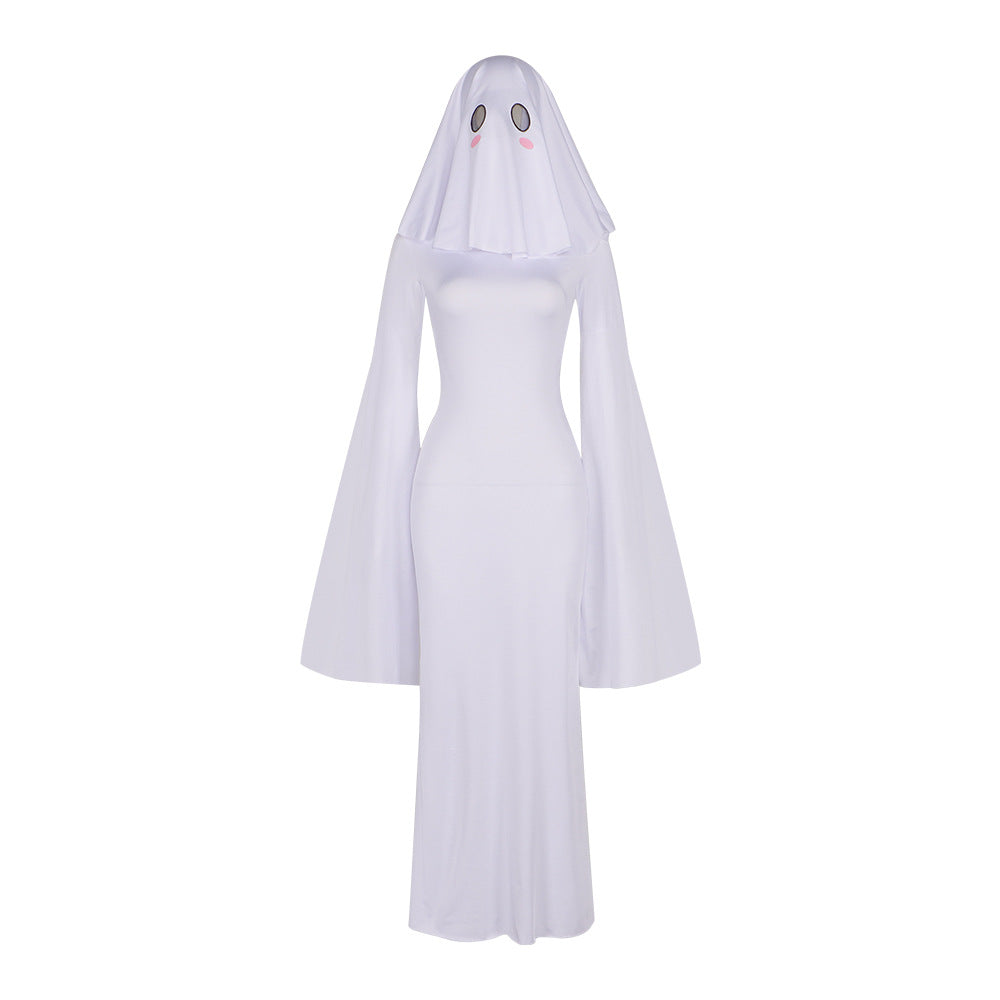 Ghost Girl Cosplay Halloween Apricot Madame Costume Dress White Adult