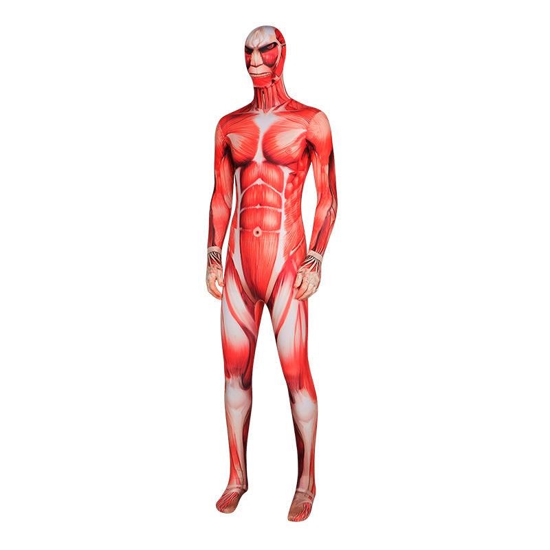 Attack on Titan Colossal Titan Muscle Suit Jumpsuit Cosplay Halloween Costume - Halloweez