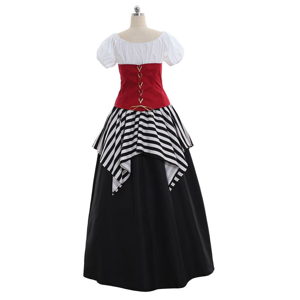 Stylish Red Black Renaissance Corset - Perfect for Pirate & Victorian Themed Parties