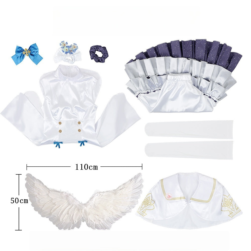 Blue Archive Mika Kaden Anime Cosplay Costume Lace Hem Skirt Cape Top Niche Outfit - Halloweez