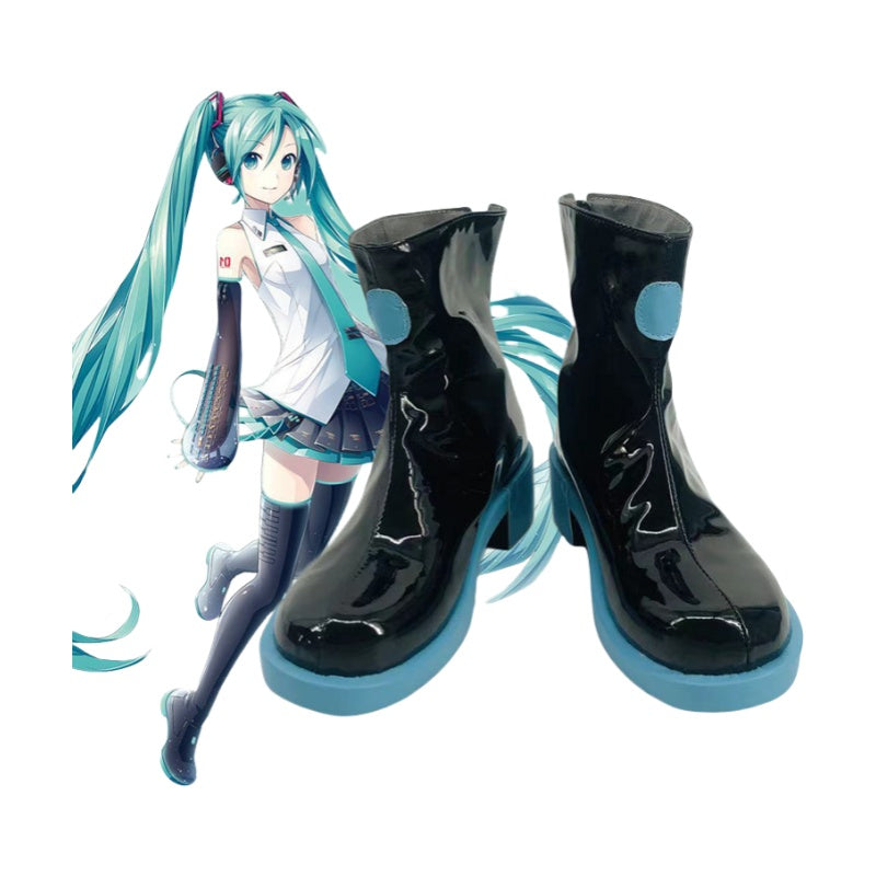 qy395 Hatsune Miku Cosplay Shoes Anime Cos Costume Footwear for Conventions - Halloweez