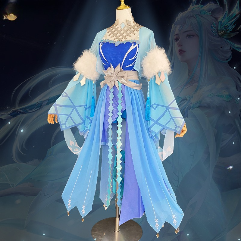 Honor of Kings Luna Frost Moon Chant Cosplay Costume Ice Flower Full Set - Halloweez