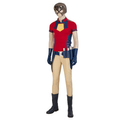 Halloweez Movie Peace Maker Cosplay Costume for Men - Complete Halloween Outfit with Mask, Gloves, Belt, and Game Accessories