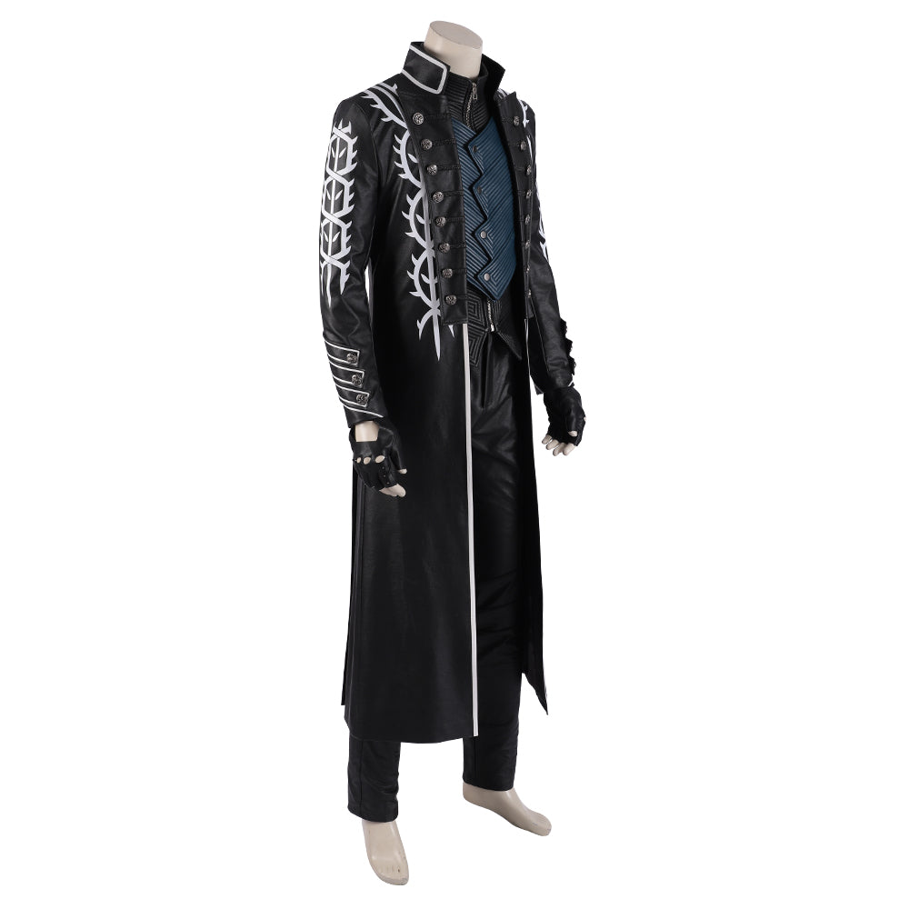 Devil May Cry 5 Vergil Cosplay Trench Coat, Men Full Set Halloween Cosplay Costume for Game Character Outfit - Halloweez