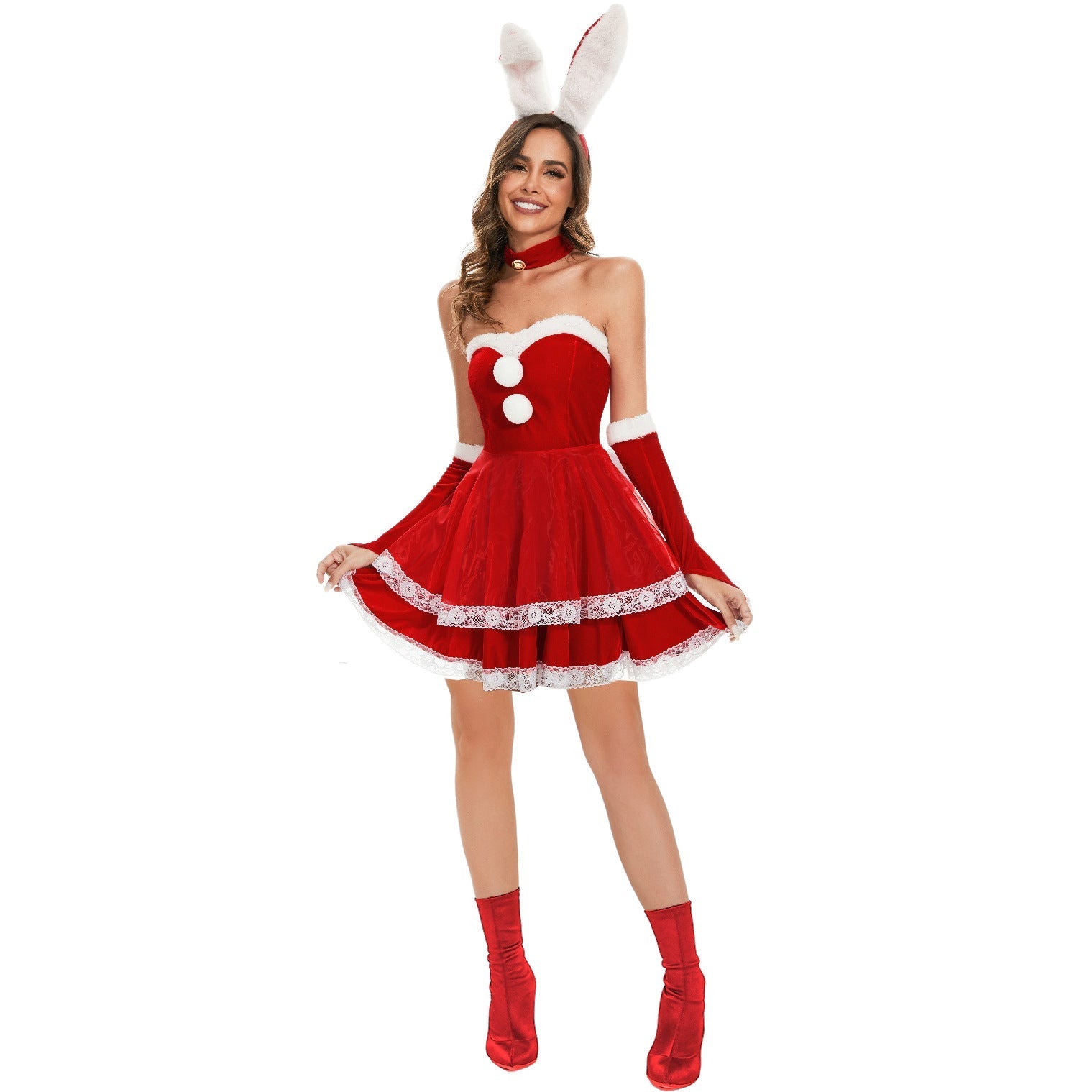 Halloweez Christmas Bunny Dress - Festive Rabbit Costume for Holiday Parties - Halloweez