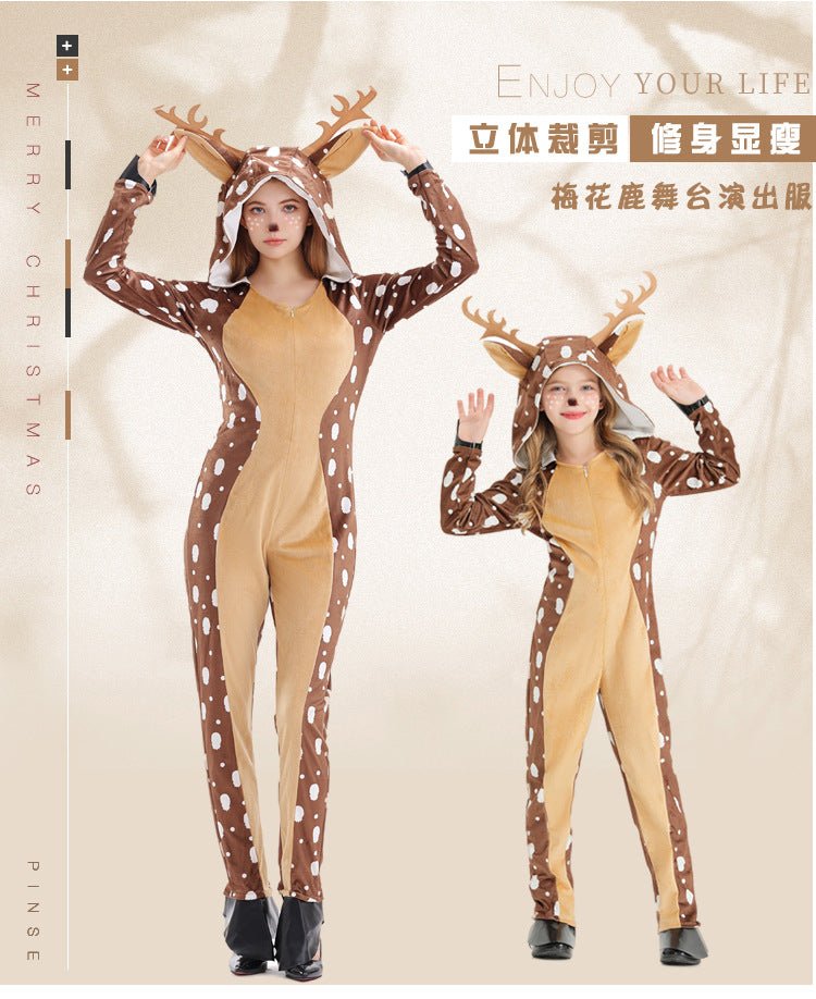 Halloweez Sika Deer Animal Costume - Khaki Spotted Deer Outfit for Christmas Cosplay - Halloweez