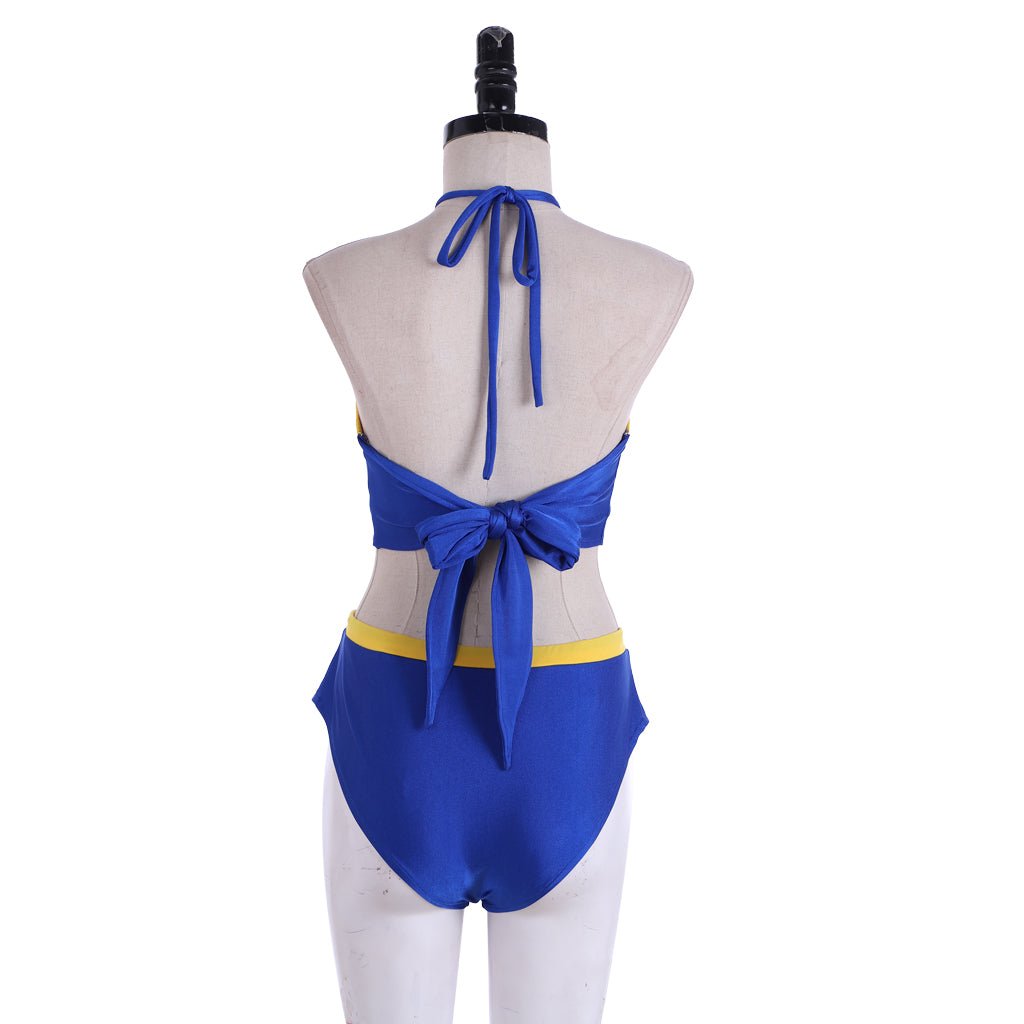 Chun - Li Cosplay Costume | Blue Sexy Fighting Outfit | Street Fighter Chun - Li Crop Top & Shorts Set - Coscosmos