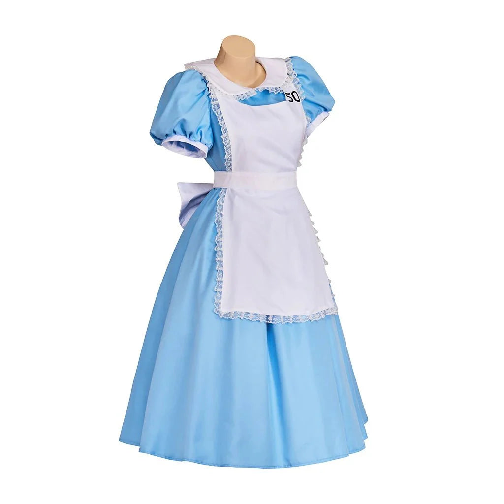 Classic Alice Cosplay Costume – Deluxe Lolita Maid Dress with Apron and Bow for Halloween - Coscosmos