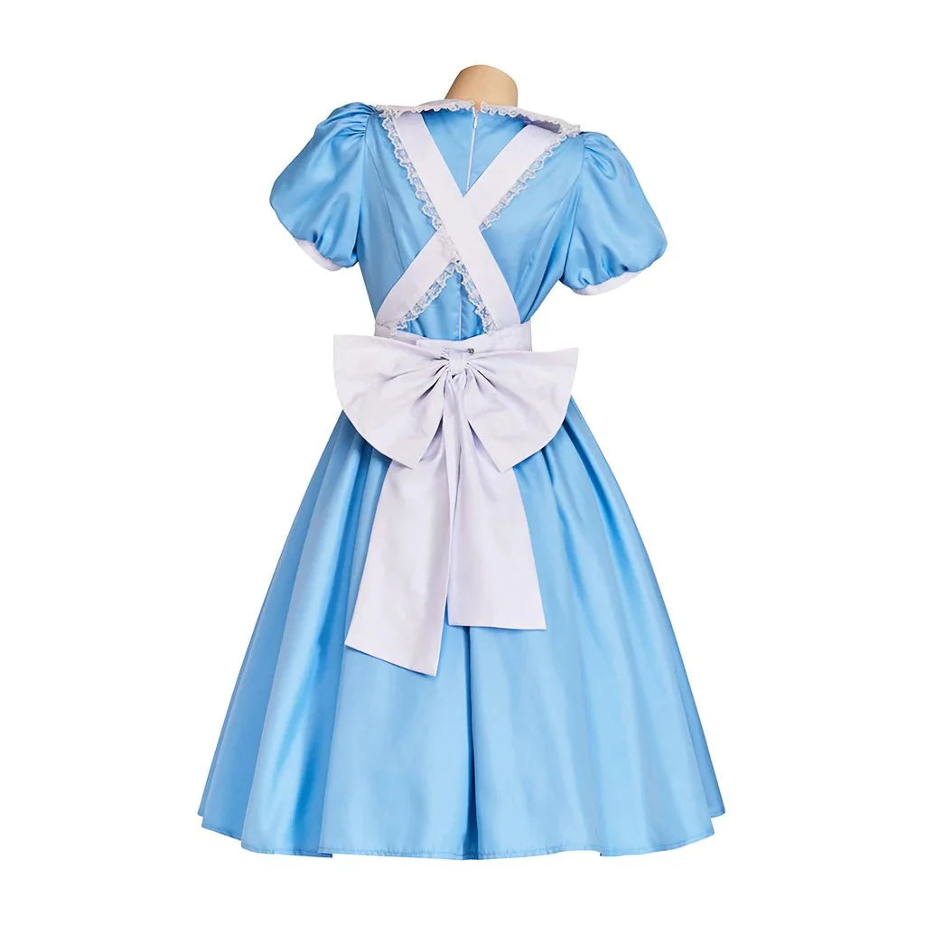 Classic Alice Cosplay Costume – Deluxe Lolita Maid Dress with Apron and Bow for Halloween - Coscosmos