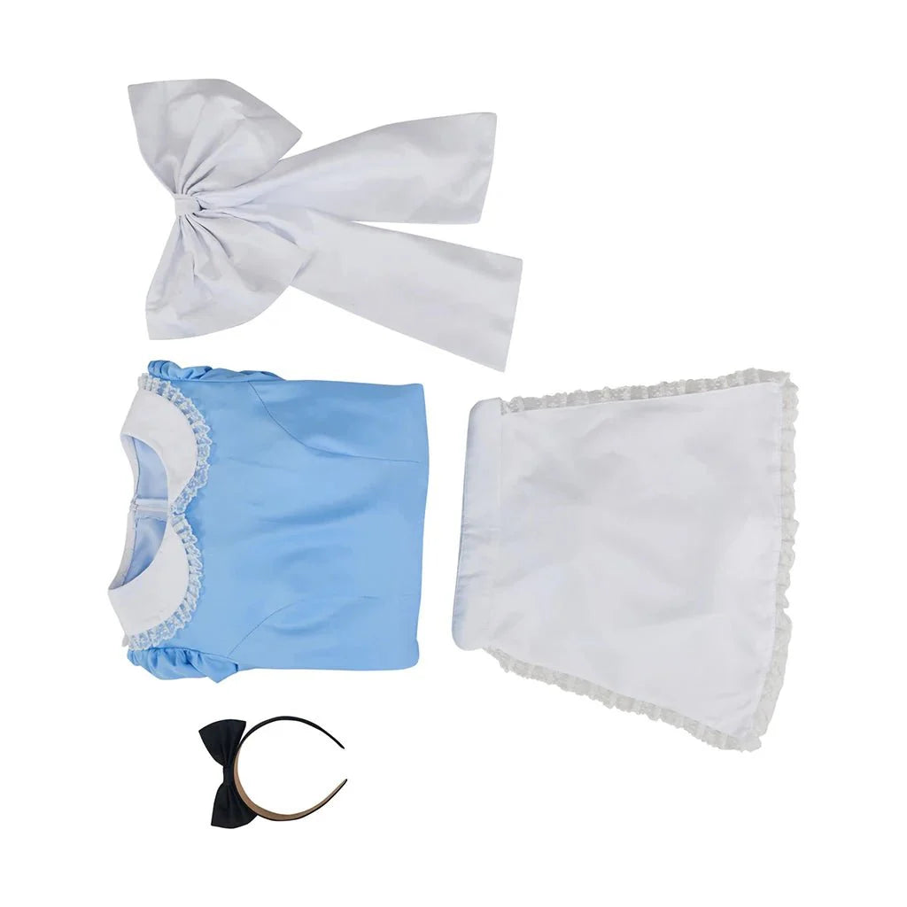 Classic Alice Cosplay Costume – Deluxe Lolita Maid Dress with Apron and Bow for Halloween - Coscosmos