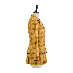 Clueless Cher Horowitz Cosplay Costume School Uniform Yellow Plaid JK Uniform Jacket TShirt Vest Skirt Suit Halloween Outfit - Coscosmos