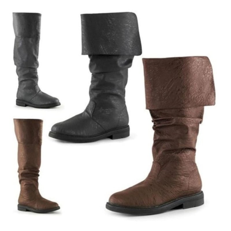 Halloweez Renaissance Boots - Medieval Pirate & Western Knight Inspired Mid-Calf Flat Boots for Men & Women - Halloweez