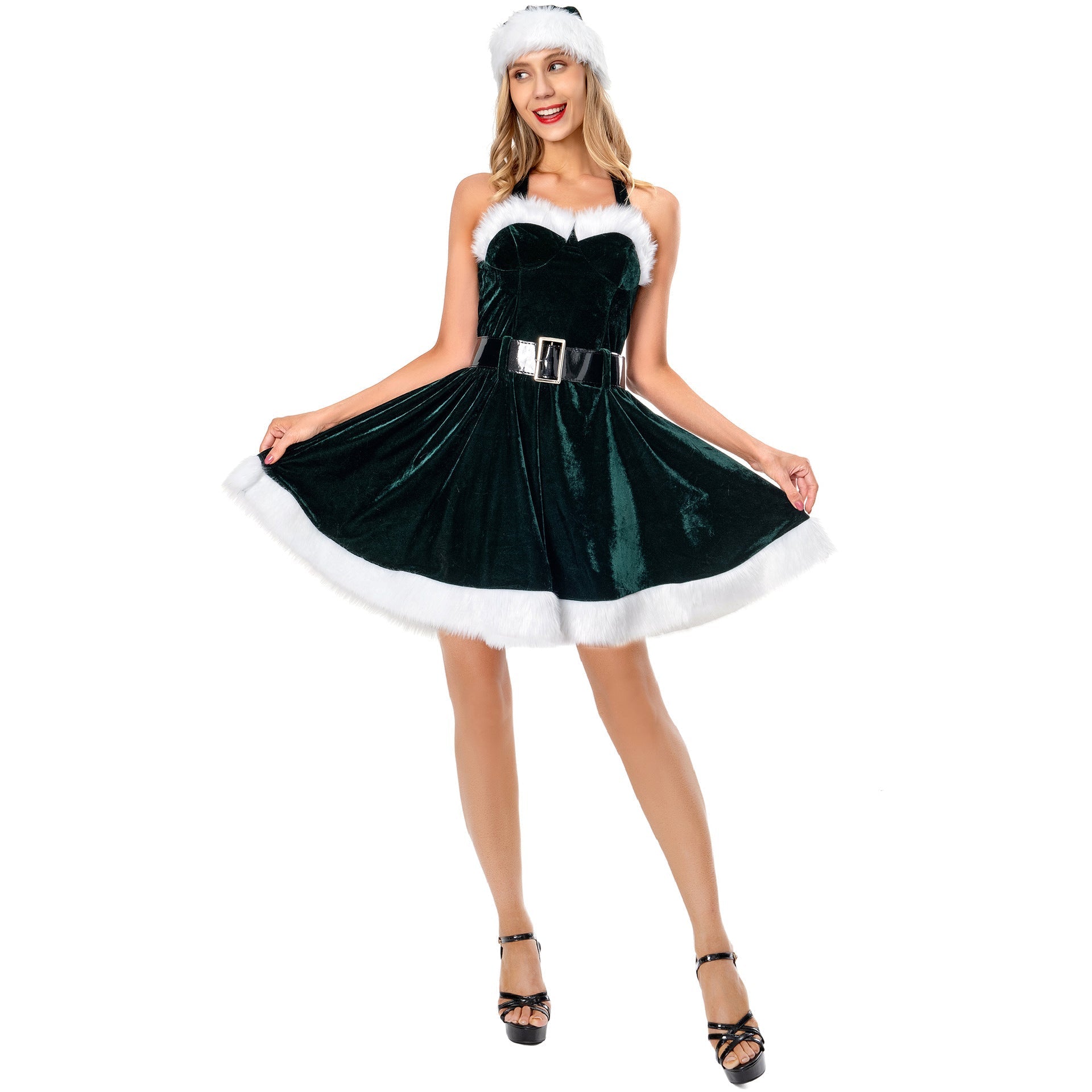 Halloweez Female Cosplay Christmas Costume - Festive Stage Outfit with Chest Wrap - Halloweez