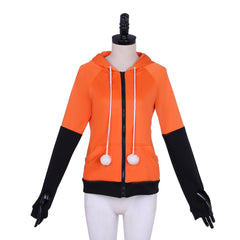 Cozy Fox Ears Zipper Hoodie - Orange Velvet Custom Cosplay Jacket - Coscosmos