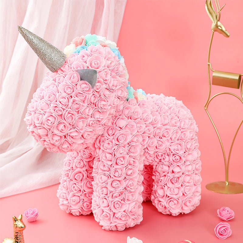 Creative Valentine's Gift: PE Foam Flower Bear, Unicorn Rose, and Eternal Unicorn Flower for Girls - Coscosmos