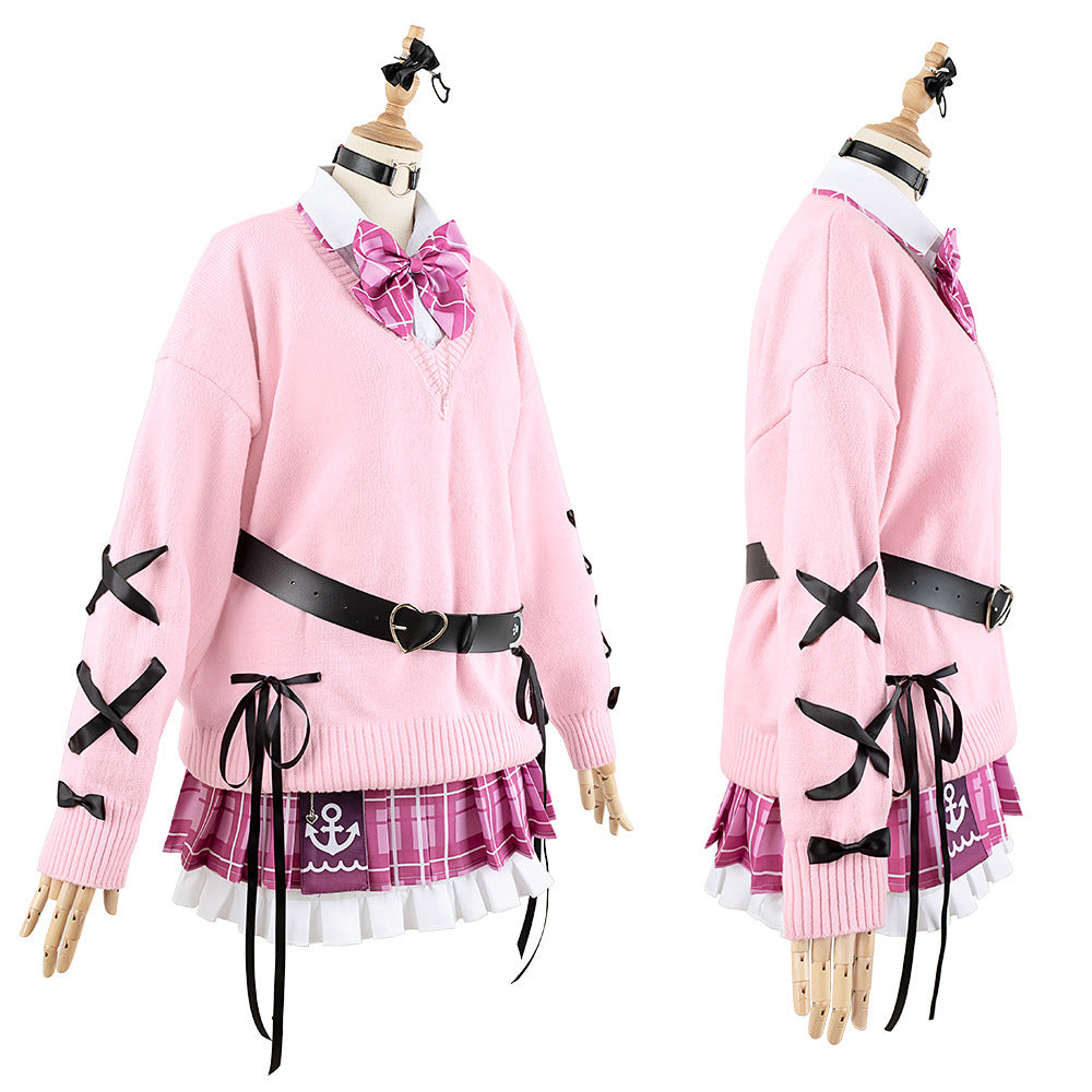 Virtual VTuber Minato Aqua Outfit - Women's Clothing Uniform Daily Wear Sweater Cos Anime Costume - Halloweez