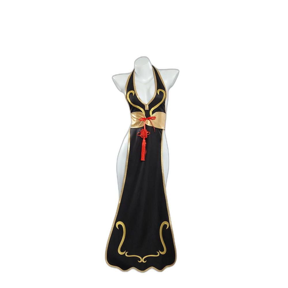 Street Fighter Chun-Li Game Anime Beauty Girl Chun-Li Battle Suit Cosplay Black Cheongsam - Halloweez