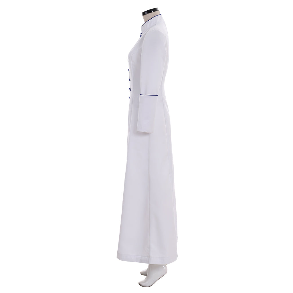 Robe de prêtre blanche élégante pour femme - Vêtements de prêtre d'inspiration médiévale