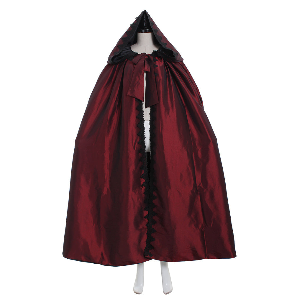 Elegant Victorian Red Cloak by Halloweez - Perfect for Halloween Cosplay