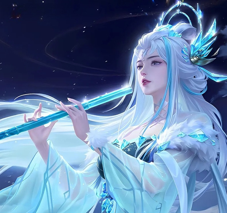 Honor of Kings Luna Frost Moon Chant Cosplay Costume Ice Flower Full Set - Halloweez