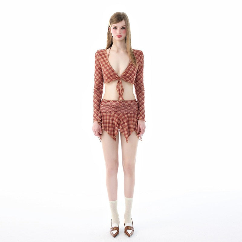 Stylish Knit Bikini Women 2026 Split Tie Band Swimwear for Vacation - Halloweez