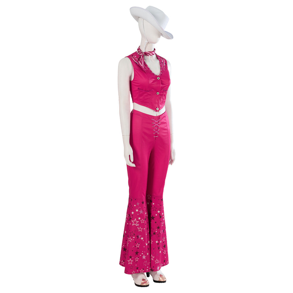 Halloweez Barbie Cosplay - Retro 70s 80s Hippie Disco Pink Cowgirl Outfit for Events