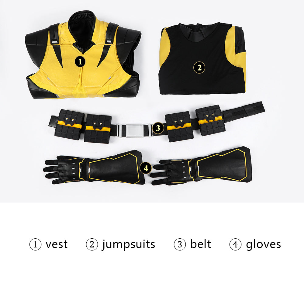 Marvel Wolverine Classic Yellow Suit Full Set Cosplay Costume, X-Men Superhero Outfit for Men - Halloweez