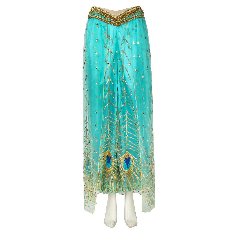 Halloweez Peacock Dress - Adult Princess Jasmine Cosplay Costume Inspired by Aladdin