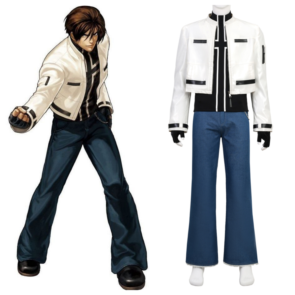 The King of Fighters '99 Kyo Kusanagi Full Costume Set - Cosplay Outfit with Jacket, Pants, and Gloves