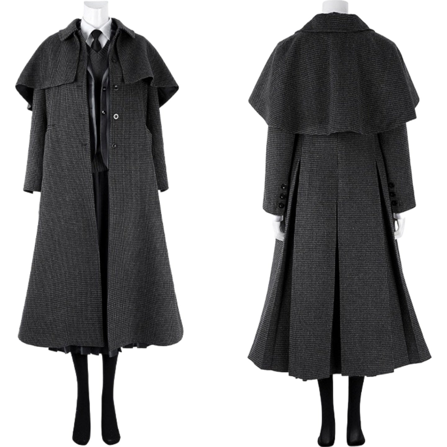 Nevermore Academy Uniform Wednesday Addams Cosplay Costume Jacket & Tie Outfit for Halloween