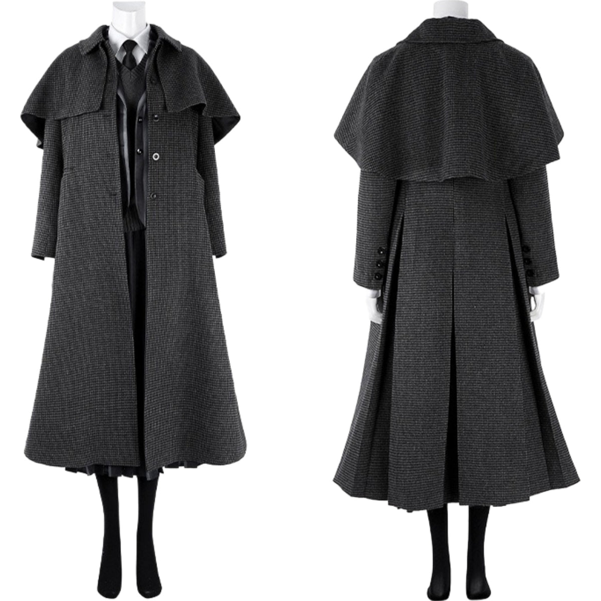Nevermore Academy Uniform Wednesday Addams Cosplay Costume Jacket & Tie Outfit for Halloween - Halloweez