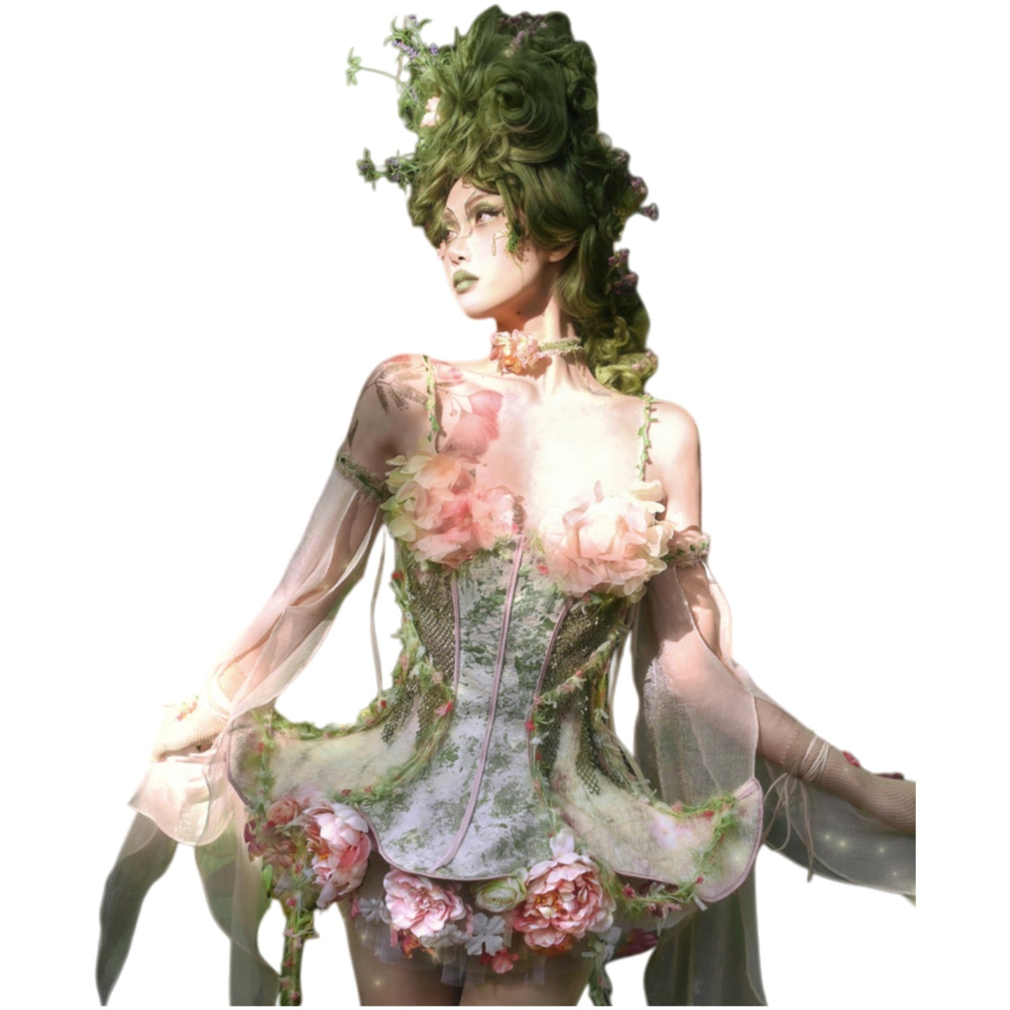 Blood Supply Original Forest Spirit Flower God Fishbone Corset Fairy Style Ethereal Dress Halloween Cosplay Costume - Halloweez